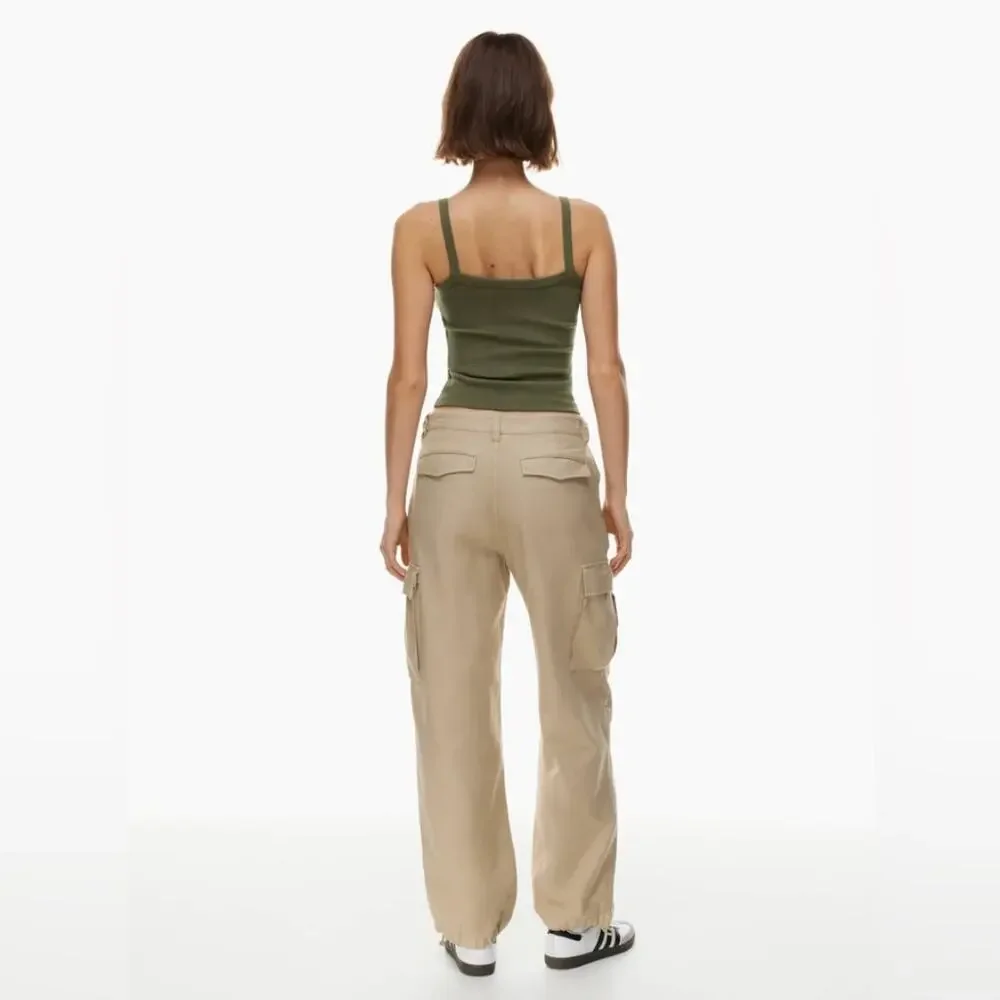 ARITZIA TNA Supply Cargo Pants Womens 6 Tan High Rise Wide Straight Leg Casual - Picture 3 of 16